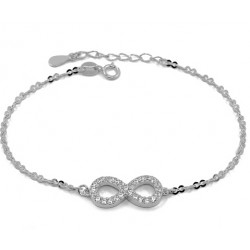 PULSERA INFINITO EN PLATA RODIO CHAPADO EN ORO BLANCO CON CIRCONITA TALLA BRILLANTE