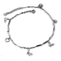 SILVER CHARM BRACELET IN RHODIUM-PLATED WHITE GOLD WITH BUTTERFLY, FLOWER AND LOVE