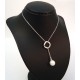 COLLANA CON PERLA IN ARGENTO RODIATO ORO BIANCO 18 KT E ZIRCONI TAGLIO BRILLANTE