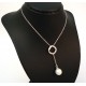 COLLANA CON PERLA IN ARGENTO RODIATO ORO BIANCO 18 KT E ZIRCONI TAGLIO BRILLANTE