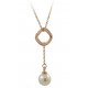 RHODIUM-PLATED SILVER PEARL NECKLACE WHITE GOLD 18 KT and BRILLIANT CUT CUBIC ZIRCONIA