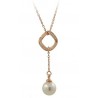 RHODIÉE argent perle Collier or blanc 18 KT et BRILLIANT CUT CUBIC ZIRCONIA
