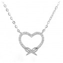 HEART NECKLACE IN SILVER RHODIUM-PLATED WHITE GOLD 18 KT WITH ZIRCONIA BRILLIANT CUT