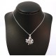 RHODIUM-PLATED SILVER CROWN PENDANT NECKLACE 18 KT WHITE GOLD with CUBIC ZIRCONIA 