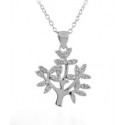 NECKLACE TREE OF LIFE IN SILVER RHODIUM-PLATED WHITE GOLD 18 KT WITH ZIRCONIA 