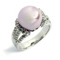 RING FROM WOMAN IN SILVER RHODIUM-PLATED WHITE GOLD 18 KT WITH PEARL AND ZIRCONS 