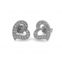 EARRINGS-HEART IN SILVER RHODIUM-PLATED WHITE GOLD 18 KT WITH ZIRCONIA BRILLIANT CUT