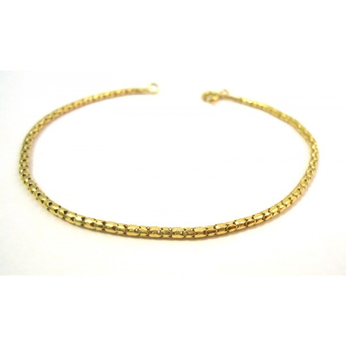 ARGENTO 925 galv ORO GIALLO 18 kt BRACCIALE DONNA MAGLIA OVALE LUCIDA TRECCIA