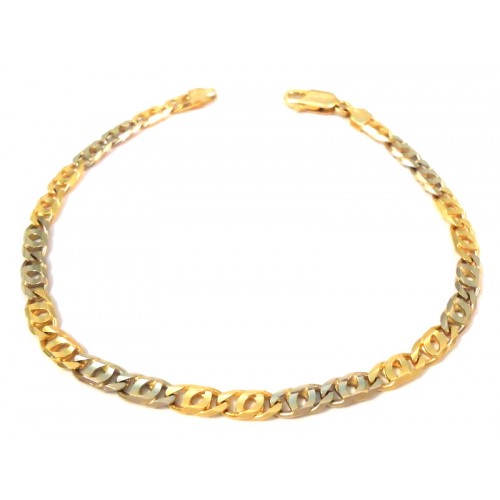 BRACCIALE CATENA IN ORO GIALLO E BIANCO 18 KT