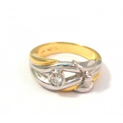 SOLITAIRE RING WITH DIAMOND YELLOW AND WHITE GOLD 18 KT 