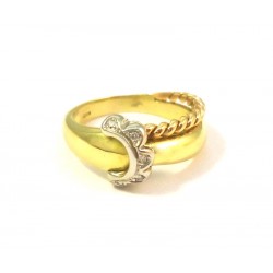 Amarillo de las señoras solitario anillo en 18 KT y oro blanco con diamante