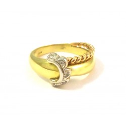 LADIES SOLITAIRE RING IN 18 KT yellow and white gold with DIAMOND