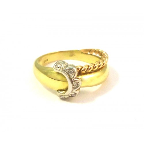 Amarillo de las señoras solitario anillo en 18 KT y oro blanco con diamante