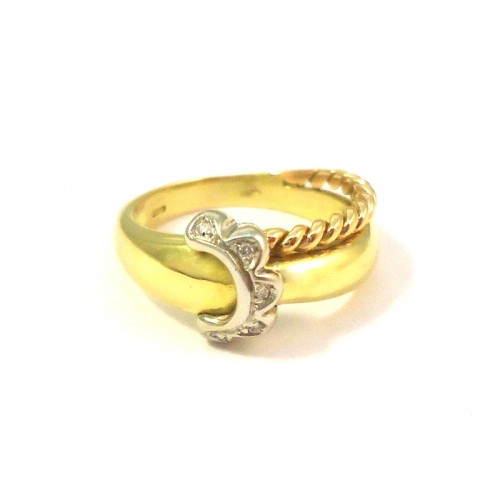 LADIES SOLITAIRE RING IN 18 KT yellow and white gold with DIAMOND