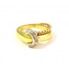 LADIES SOLITAIRE RING IN 18 KT yellow and white gold with DIAMOND