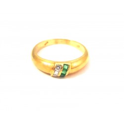 RING DAMEN GELBGOLD 18 KT MIT DIAMANTEN UND SMARAGDEN