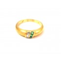 RING LADIES YELLOW GOLD 18 KT WITH DIAMONDS AND EMERALDS