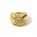 ANELLO DA DONNA IN ORO GIALLO 18 KT CON DIAMANTI E ONICE