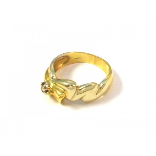 ANELLO SOLITARIO DA DONNA IN ORO GIALLO E BIANCO 18 KT CON DIAMANTE