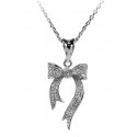 NECKLACE BOW SILVER RHODIUM-PLATED WHITE GOLD 18 KT CUBIC ZIRCONIA BRILLIANT CUT
