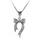18 KT WHITE GOLD RHODIUM SILVER NECKLACE with Ruby and BRILLIANT CUT CUBIC ZIRCONIA