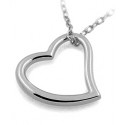 HEART NECKLACE IN SILVER RHODIUM-PLATED WHITE GOLD 18 KT