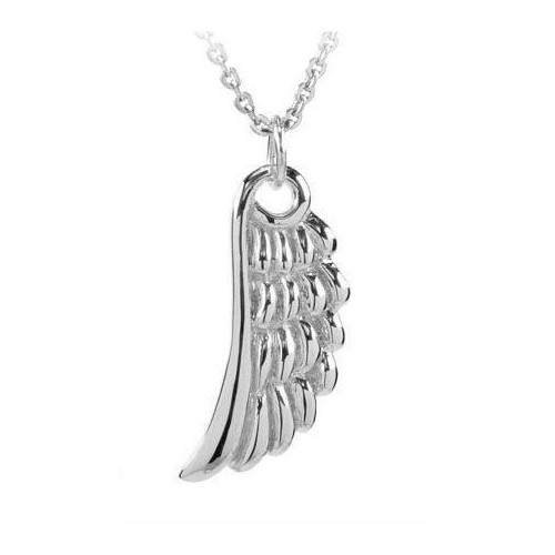 18 KT WHITE GOLD RHODIUM SILVER ANGEL NECKLACE with BRILLIANT CUT CUBIC ZIRCONIA