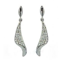 BOUCLES D'OREILLES, UN PENDENTIF EN ARGENT RHODIUM PLAQUÉ OR BLANC 18 KT AVEC ZIRCONE