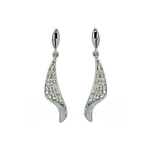 Boucles d’oreilles avec RHODIUM-PLATED SILVER PEARL pendentif en or blanc 18 KT 