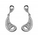 18 KT WHITE GOLD RHODIUM PLATED SILVER PENDANT EARRINGS with ROUND BRILLIANT CUT CUBIC ZIRCONIA
