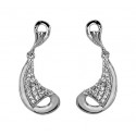 BOUCLES D'OREILLES, UN PENDENTIF EN ARGENT RHODIUM PLAQUÉ OR BLANC 18 KT AVEC ZIRCONE