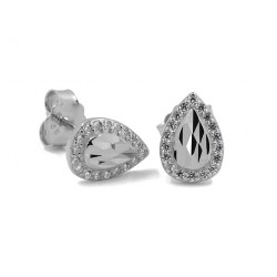 TEARDROP EARRINGS IN SILVER RHODIUM-PLATED WHITE GOLD WITH CUBIC ZIRCONIA BRILLIANT CUT