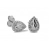 RHODIUM-PLATED SILVER WHITE GOLD SOLITAIRE EARRINGS with CUBIC ZIRCONIA 6 MM BROWN