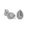 RHODIUM-PLATED SILVER WHITE GOLD SOLITAIRE EARRINGS with CUBIC ZIRCONIA 6 MM BROWN