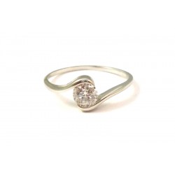 SILVER SOLITAIRE RING 18 KT WHITE GOLD with BRILLIANT-CUT CUBIC ZIRCONIA