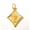 CIONDOLO MEDAGLIETTA SAN PIO IN ORO GIALLO 18 KT + COLLANA LACCIO IN OMAGGIO