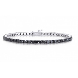 BRACCIALE TENNIS DA UOMO IN ARGENTO RODIATO ORO BIANCO 18 KT CON ZIRCONI NERI