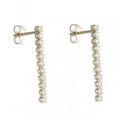 EARRINGS TENNIS IN SILVER RHODIUM-PLATED WHITE GOLD 18 KT WITH ZIRCONIA