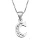 INITIAL LETTER B PENDANT NECKLACE IN RHODIUM-PLATED WHITE GOLD AND CUBIC ZIRCONIA CUT BRILLANATE