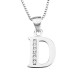 INITIAL LETTER C PENDANT NECKLACE IN RHODIUM-PLATED WHITE GOLD AND CUBIC ZIRCONIA CUT BRILLANATE