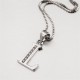 INITIAL LETTER I PENDANT NECKLACE IN RHODIUM-PLATED WHITE GOLD AND CUBIC ZIRCONIA 