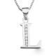 INITIAL LETTER I PENDANT NECKLACE IN RHODIUM-PLATED WHITE GOLD AND CUBIC ZIRCONIA 