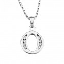 PENDANT NECKLACE INITIAL LETTER O SILVER RHODIUM-PLATED WHITE GOLD AND DIAMONDS
