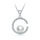 COLLANA IN ARGENTO RODIATO ORO BIANCO 18 KT CON PERLA DI MARE E ZIRCONI