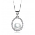 NECKLACE IN SILVER RHODIUM-PLATED WHITE GOLD 18 KT WITH PEARL OF THE SEA, AND CUBIC ZIRCONIA