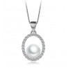 COLLIER en ARGENT RHODIÉ OR BLANC 18 KT avec PEARL et ZIRCONS
