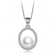 18 KT WHITE GOLD RHODIUM SILVER NECKLACE with PEARL and ZIRCONS