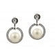 OR BLANC RHODIUM PLAQUÉ BOUCLES D’OREILLES ARGENT AVEC ZIRCON CUBIQUE ET PERLES 