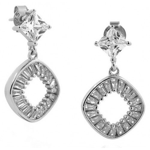 Tuscany Silver – Orecchini A Goccia In Argento Sterling 925 Con Cubic Zirconia, Placcati Rodio