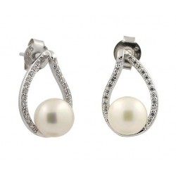 18 KT OR BLANC RHODIUM PLAQUÉ boucles d’OREILLES ARGENT avec ZIRCON CUBIQUE